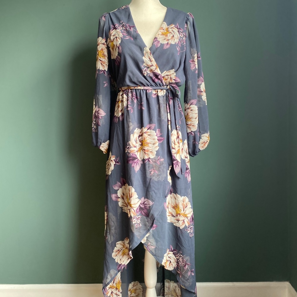 Maxi Hi Lo Floral Lavender Dress - Extra Small